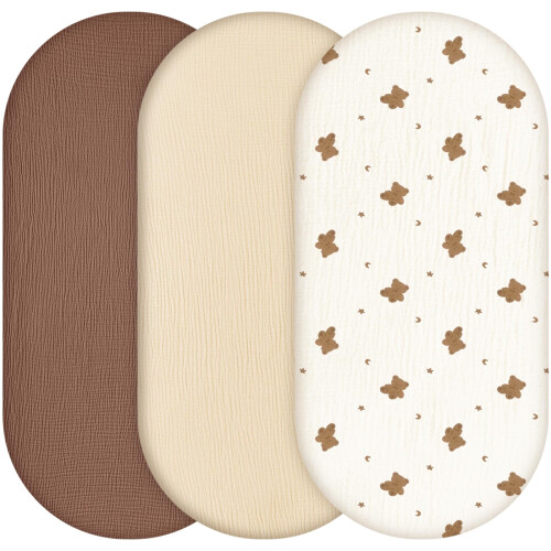 Yukkidds Baby Moses Basket Sheets 81x41cm, 3 Pack
