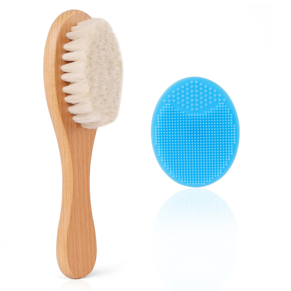 2Pcs Baby Hair Brush, Super Soft Goat Bristl Beugo