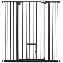 PawHut Extra Tall Dog Gate with Cat Door Auto Clos