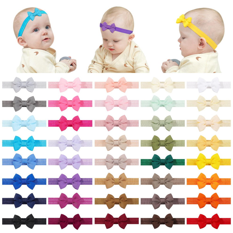 40Pcs Baby Girls Bows Headbands Elastic Hairband Ribbon Bow Hair Accessories For Newborns Infants Toddlers And Kids, Style B Jollybows