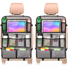YooGoal Car Seat Organizer, 2 Pack Backseat Car Organizer for Kids, Car Back Seat Protector Car Travel Accessories with Pad Tablet Holder and 9 Stora