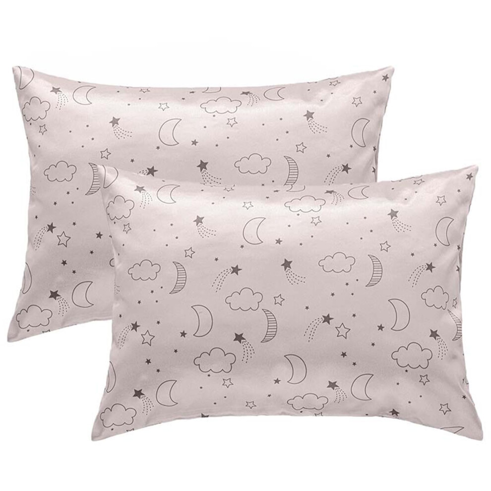 Toddler Pillowcase Silk Satin 49x36cm Soft Baby Pillow Cover Boys Girls Cloud Moon Envelope Closure