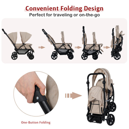 Gymax GYMAX Double Seat Stroller with Adjustable Push Ha 2