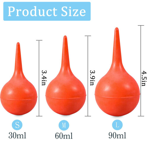 3Pcs Rubber Suction Ear Syringe Bulb 30ml 60ml 90m 1