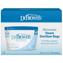 Dr. Brown's Microwave Steam Steriliser Bags for Baby Bottles, Travel Steriliser, Reusable Steriliser Bags, Hospital-Grade Sterilising Bags, 5-ct