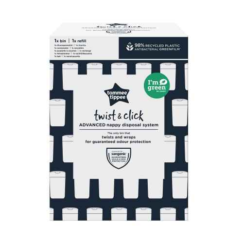 Tommee Tippee Tommee Tippee Twist and Click Nappy Bin, White, wi 1