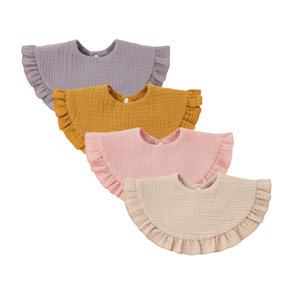 Nishine 4 Pcs Unisex Baby Muslin Bandana Drool Bib