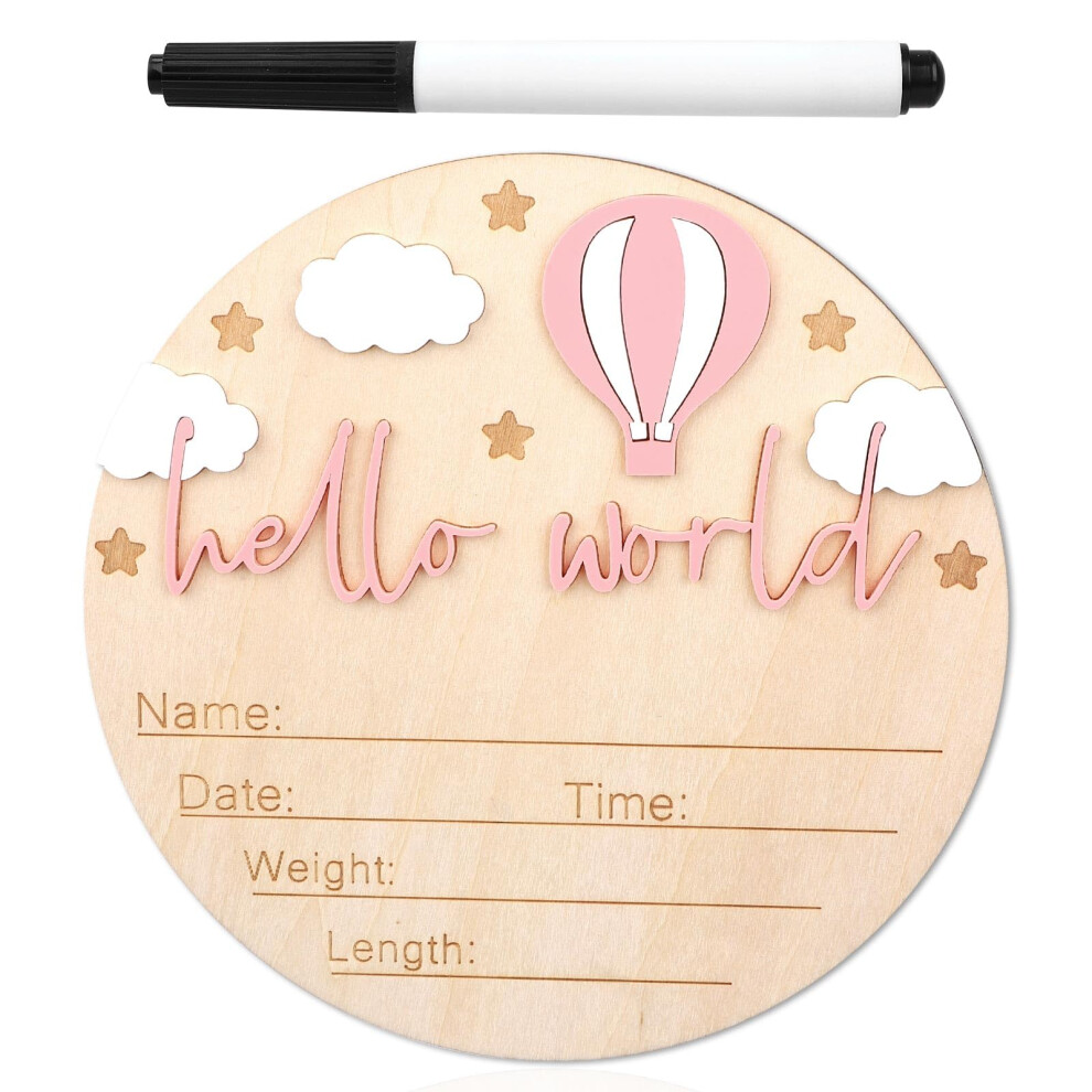 Wooden Baby Announcement Sign, Hello World Gosknor