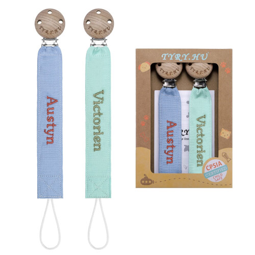 TYRY.HU Personalised Dummy Clips Boys Girls 2Pack