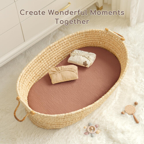 Yukkidds Baby Moses Basket Sheets 81x41cm, 3 Pack 2