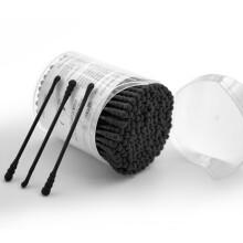 T&K 160 Pack Black Disposable Cotton Buds - Double Ended Scoop & Spiral, Lint-Free, Eco Paper Stick, Ear Spoon by Safe 45 Angled Designed, for Ear C