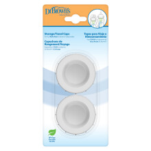 Dr. Brown's Natural Flow Baby Bottle Storage Travel Caps, Wide-Neck, Pack of 2, White