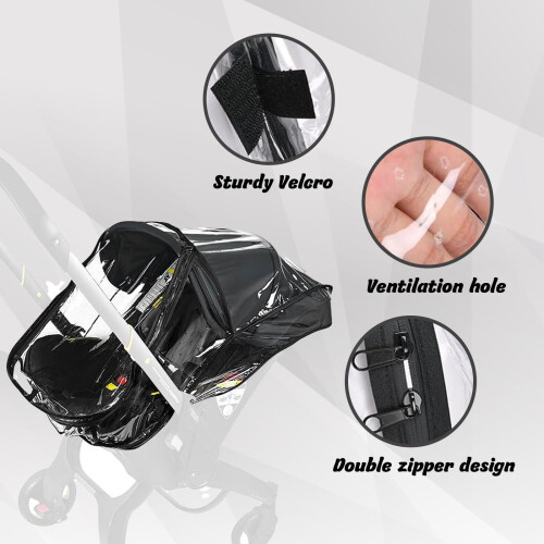 Car Seat Stroller, Black Transparent Stroller Rain 2