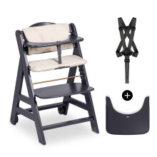 hauck Beta+, Dark Grey - Wooden High Chair Set fro