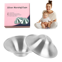 2PCS Silver Nursing Cups,Silver Nipple Shields for