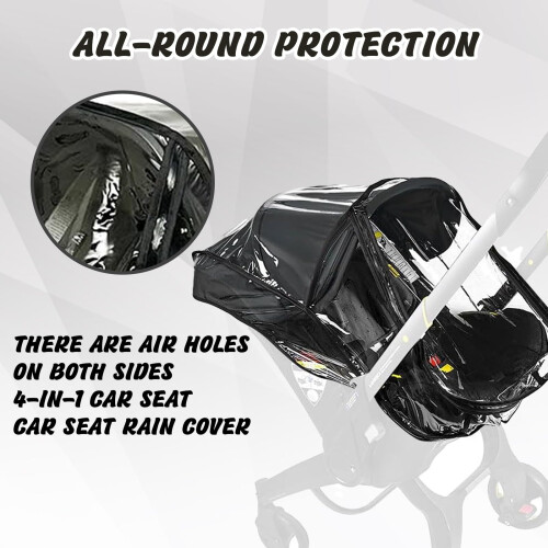 Car Seat Stroller, Black Transparent Stroller Rain 1