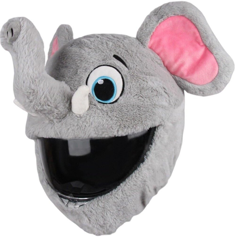 Motorcycle Helmet Cover Funny Plush Full Face Protector With Visibility Universal Fit Grey 9187378685112