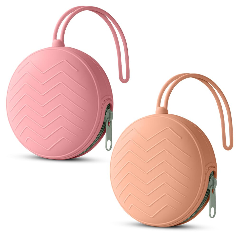 Dummy Holder Case Set, 2Pcs Silicone Soother Pods For Baby, Travel Pacifier Case - /Bean Paste Pink Aolso