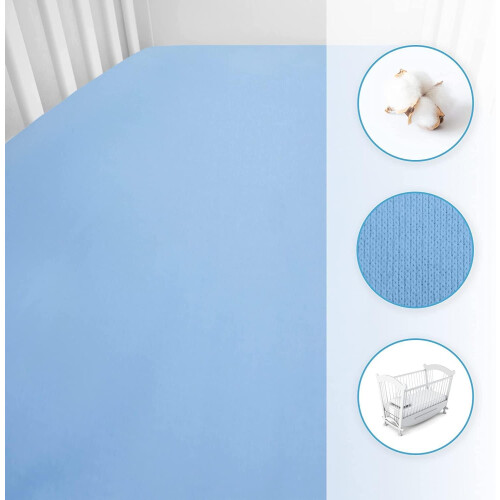 2X Jersey 100% Cotton Fitted Sheet for 90 x 50 cm 2