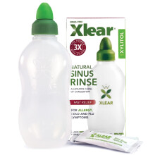 Xlear Natural Xylitol Nasal Irrigation System with 6 Saline Packets and 1 Sinus Rinse Bottle - Nose Cleaner (Pack of 2)