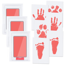 Vicloon Baby Hand and Footprint Kit, Baby Handprint and Footprint Ink Kit Pet Paw Print Kit with 3 Ink Pads and 6 Imprint Cards, Inkless Print Kit Pa