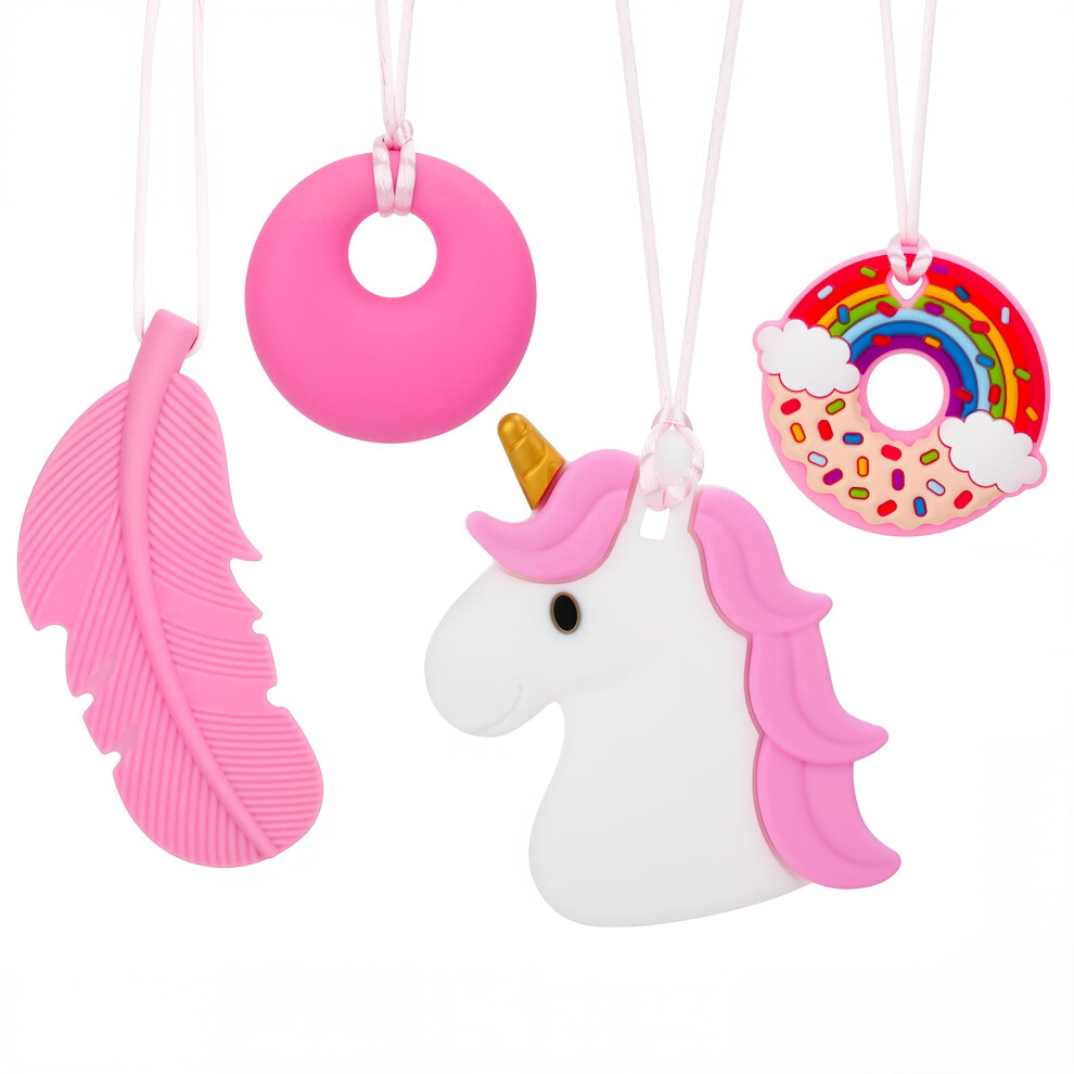 4 Pack Sensory Chew Necklaces, Silicone Oral Motor Gsrenyu