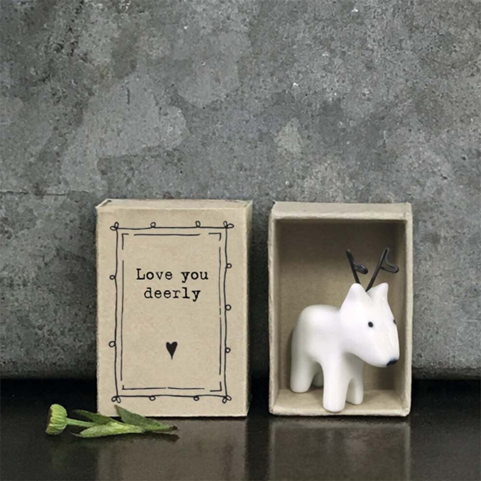 East Of India Porcelain Matchbox Little Reindeer,