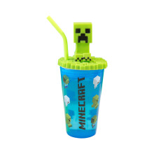 Minecraft 3D Creeper Heads Sipper Drinks Cup | Eco Freindly BPA-Free Plastic School Water Sipper with Removable Straw Gift for Minecraft Fan & Collec