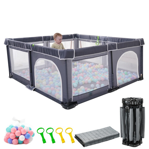 Foldable Baby Playpen with Mat, Playpen for Babies