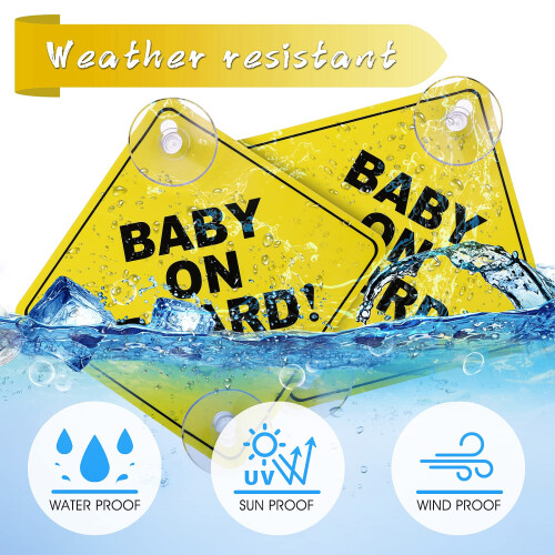Cobee Baby on Board Car Signs, 2 Pcs 5"x5" Safety 1
