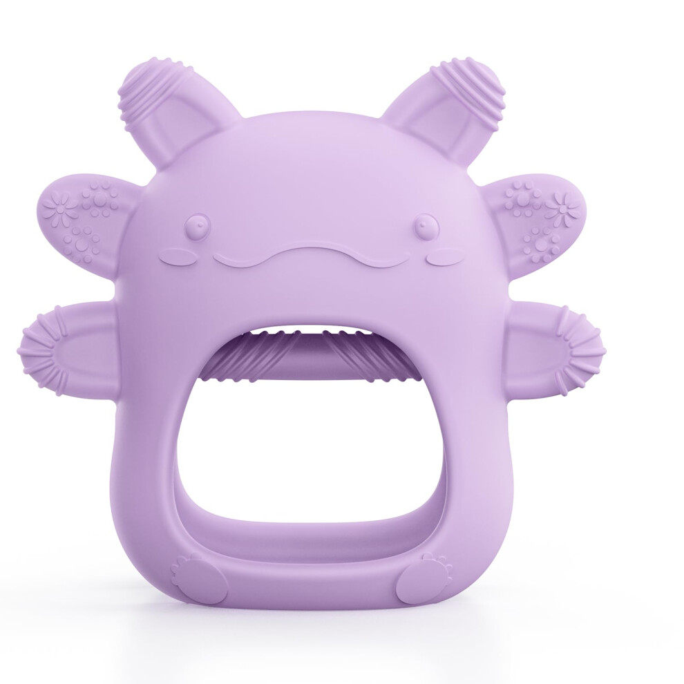 Baby Teething Toy For 3-6-12 Months, Baby Teethers Toy Teething Ring Silicone, Grasping Teething Toy, Bpa Free Teething Newborn Chew Toys (Pur Akolik