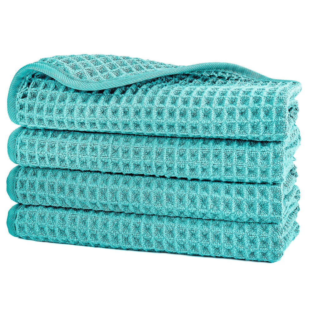 430 Gsm Microfibre Lint Free Washcloth Face Towel, 33 X 33 Cm, 4 Pack (Waffle Weave) Polyte