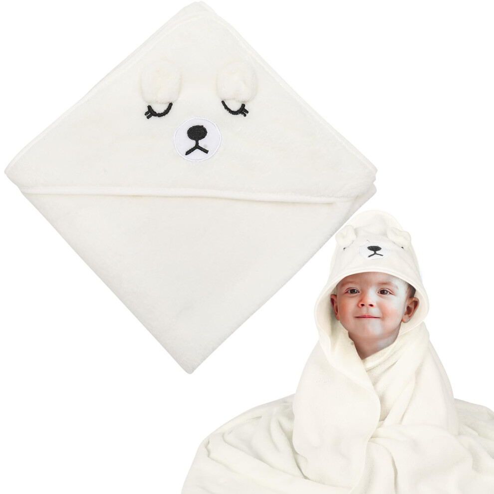 Gsrenyu Hooded Baby Towels, Cute Baby Bath Towel Ultra Soft Baby Towels Newborn Bear Baby Towel Poncho For Boy And Girl White