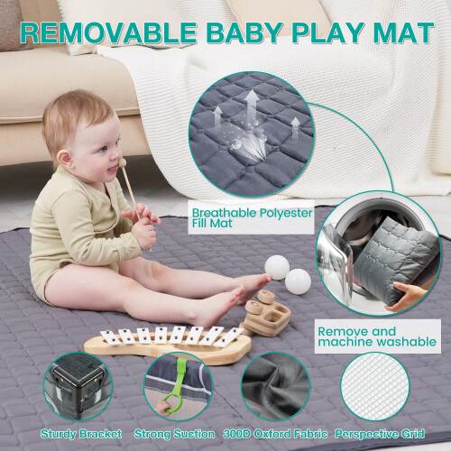 Foldable Baby Playpen with Mat, Playpen for Babies 2