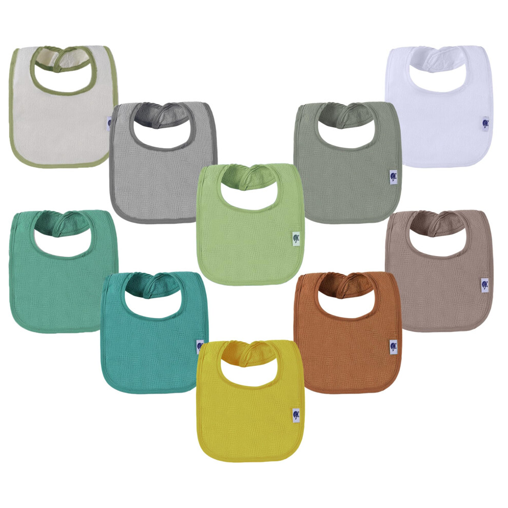 Supnfox 10 Pack Absorbent Dribble Bibs, Cotton Soft Baby Bibs For Feeding And Drooling, Adjustable Unisex Bibs For Baby Girls And Boys Fit For Newbor
