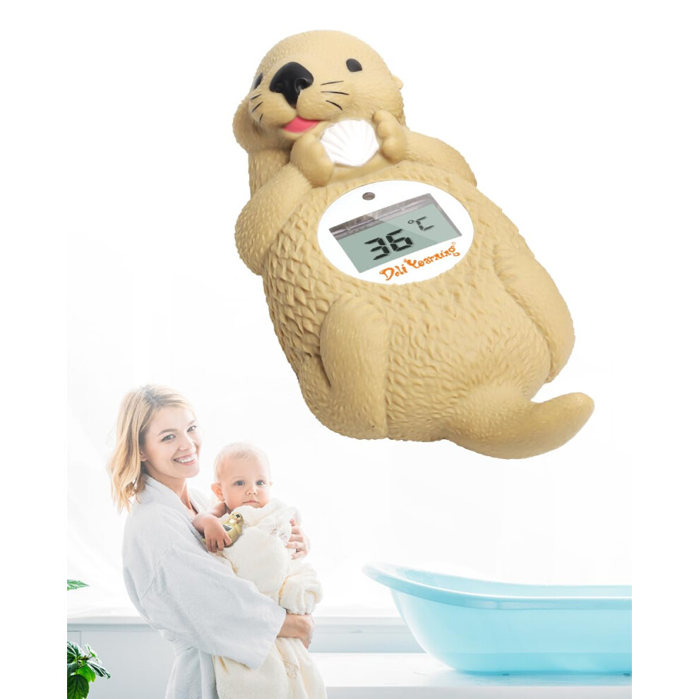 Doli Yearning Baby Bath Thermometer, Toddlers Floating Bath Toy, Bathtub Thermometer, At Fahrenheit And Celsius Degree - Light Brown Otter