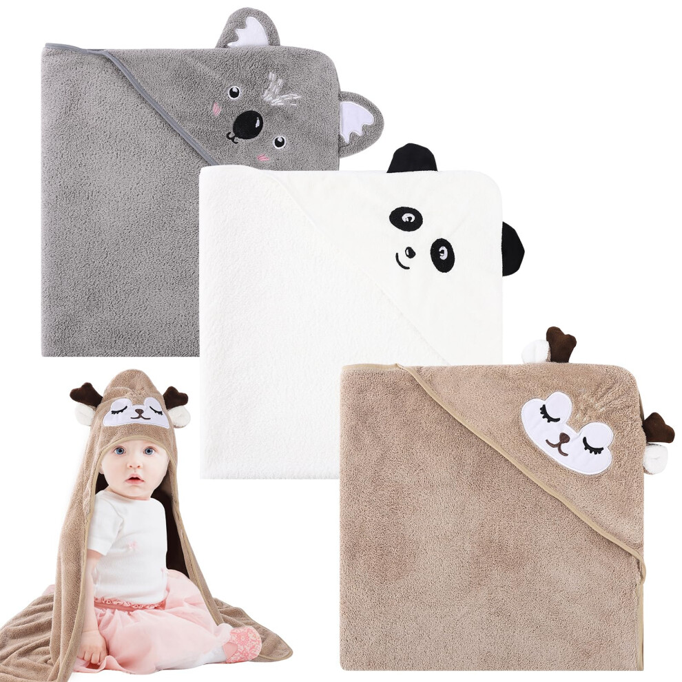 Gsrenyu 3 Pcs Hooded Baby Towel Set, Ultra Soft Ba