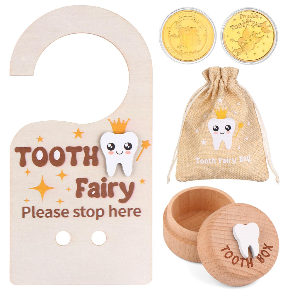 1 Set/4Pcs Wooden Tooth Fairy Box Tooth Fai Yxsjas