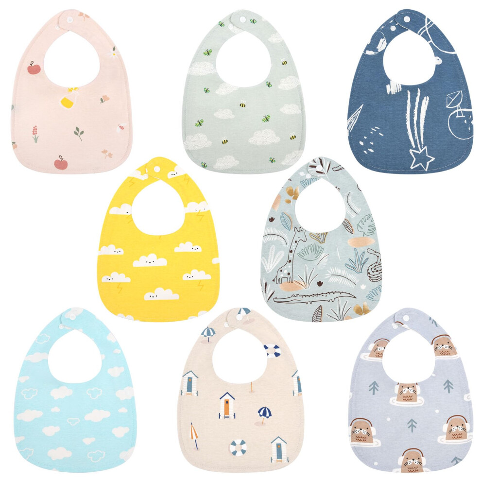 Vicloon Baby Bandana Dribble Bibs, 8 Pack Teething Bib Set, Baby Bibs For Boys Girls With Snaps,Soft And Absorbent For Infants Feeding, Teething,Droo
