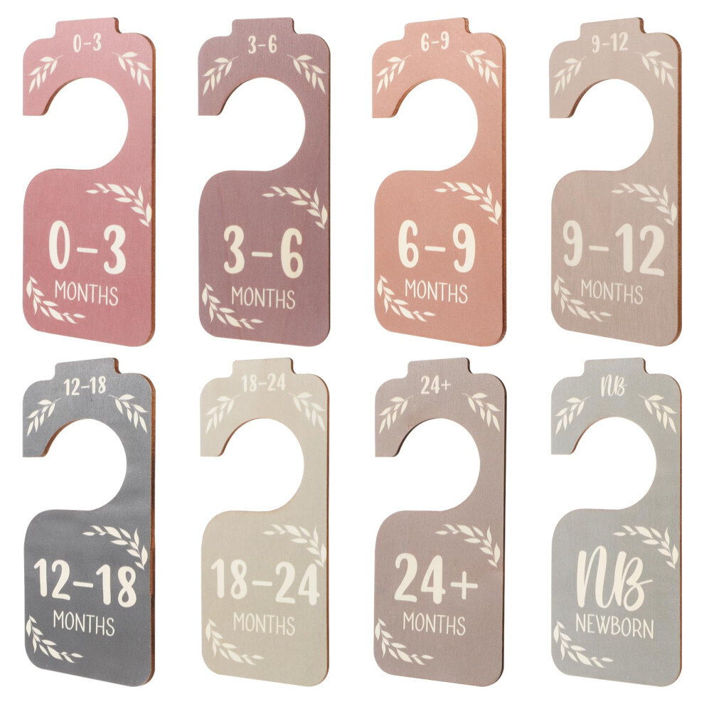 8Pcs Wooden Baby Closet Dividers, Colorful Double-Sided Baby Closet Organizer Clothes Hanger Dividers For Newborn To 24 Months Size Clothes B Comnico