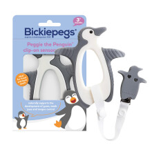 Bickiepegs Peggie The Penguin Silicone Teether 3–12 Months – Clip-On Teething Soother for Sore Gums, Chewy Teething Aid, Fridge-Safe & BPA-Free
