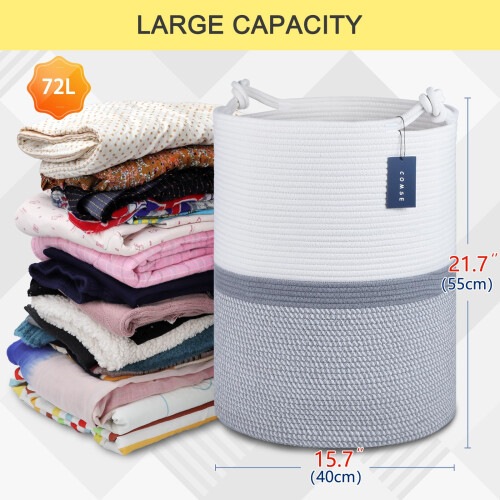 COMSE Extra Large Blanket Basket, Tall Woven Stora 2