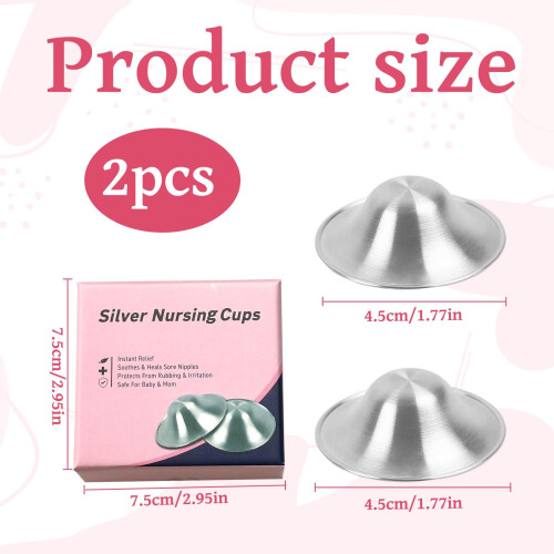 2PCS Silver Nursing Cups,Silver Nipple Shields for 1