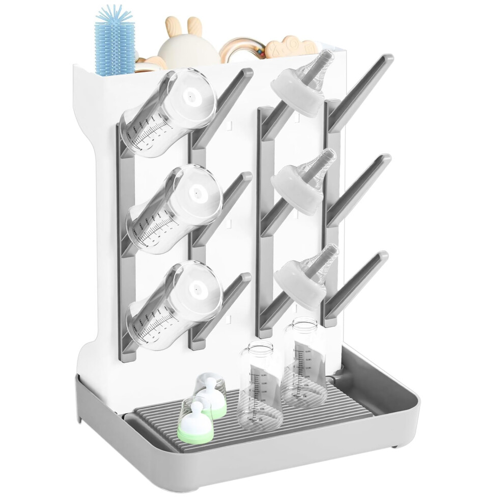 Baby Bottle Drying Rack, Removable Vertical Bottle Dryer Rack Holder For Newborn Feeding Essentials, Holds Bottles, Nipples And Accessories, Parsuko
