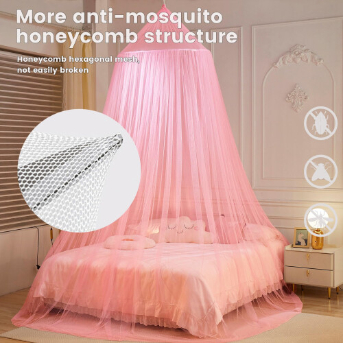 ZIQINPSQ Pink Large Mosquito Net for Single, Doubl 1