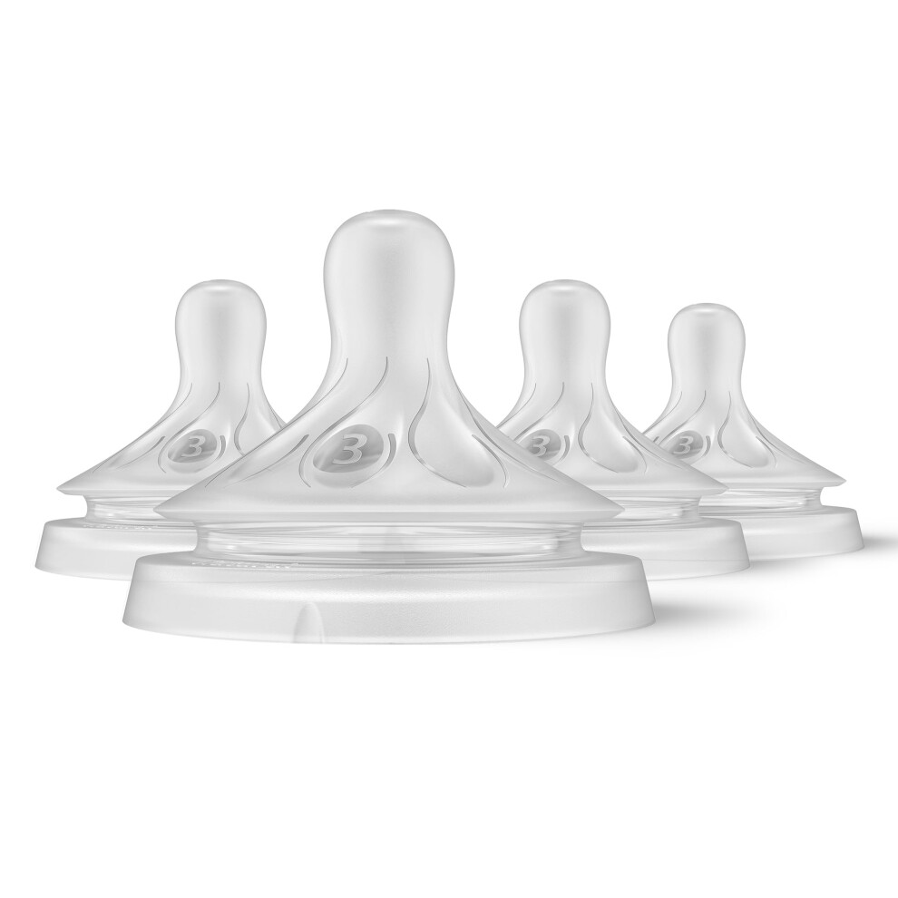 Philips Natural Response Nipples, Medium Flow (Flow 3), 4-Pack, Scy963/04 Avent