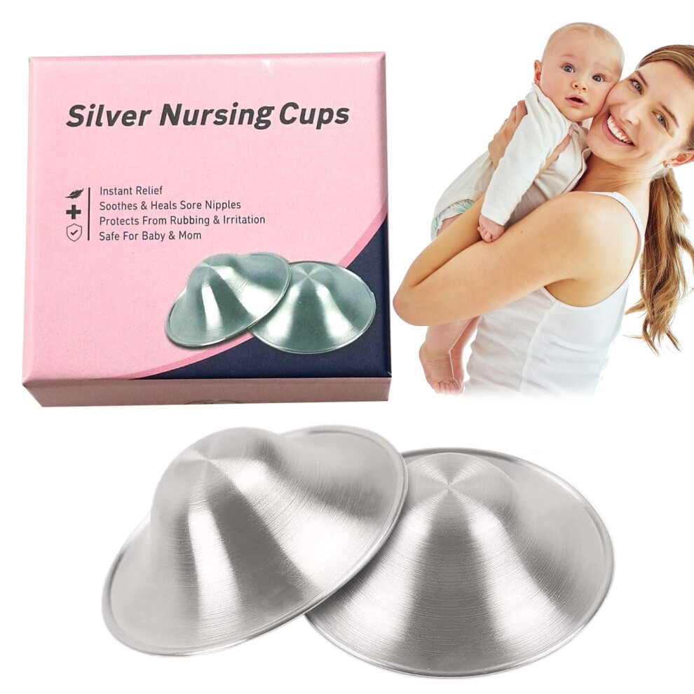 Nipple Shields For Breastfeeding,2Pcs Nipple Shields For Breastfeeding,Protect And Soothe, Nursing Cups For Nursing Newborns(Regular) Silver Grosion