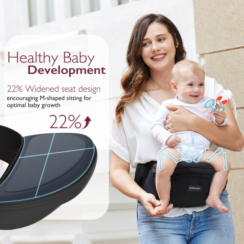 Momcozy Baby Hip Carrier, Black, Medium 2