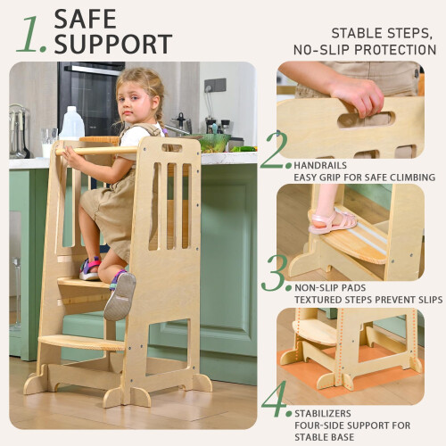 WINGYZ Wooden 3-Height Adjustable Toddler Learning 2