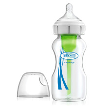 Dr. Brown's Natural Flow Anti-Colic Options+ Wide-Neck Baby Bottle, 9oz/270ml, with Level 1 Teat, 1-Pack